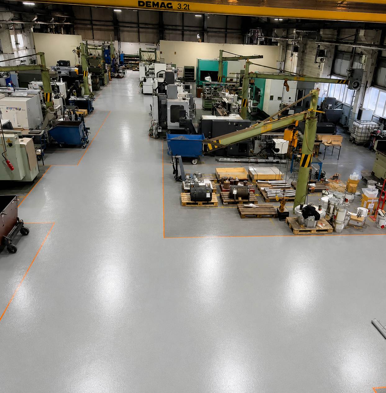 After industrial warehouse epoxy floor coating in Langford